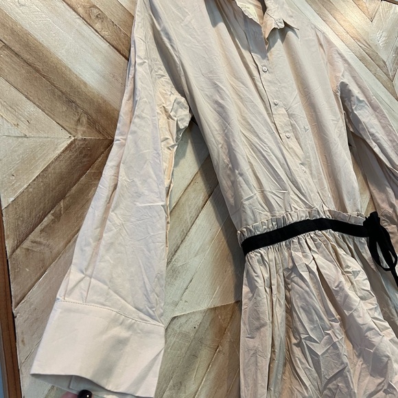 Zara SRPLS Limited Edition Beige Collared Wrap Embroidered Dress - Picture 2 of 4